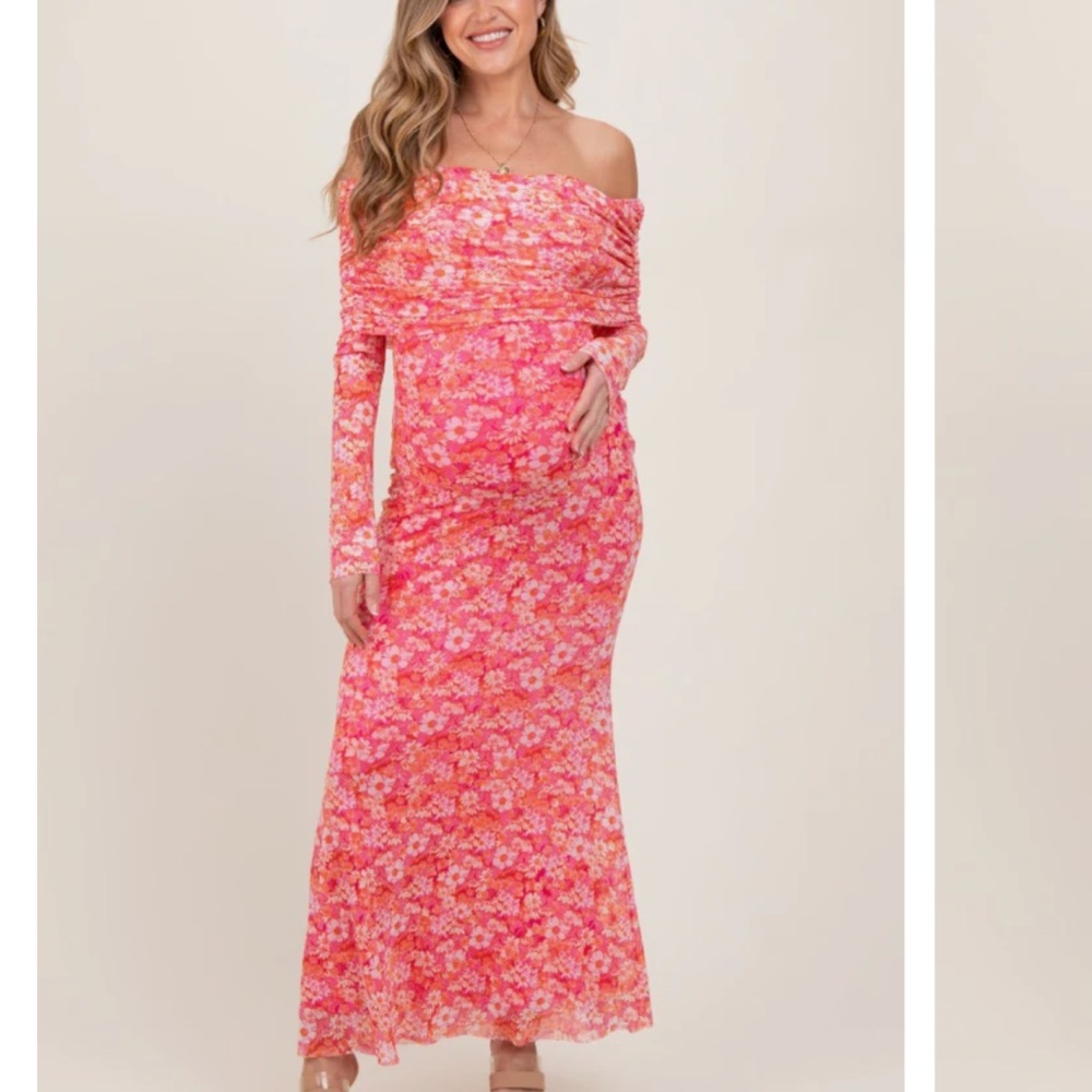 Pinkblush Maternity Pink Floral Long Sleeve Dress
